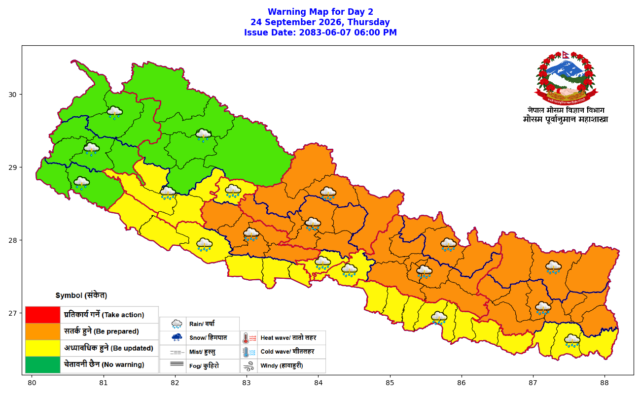 आजको मौसम : कोशी र बागमतीका केही स्थानमा भारी वर्षाको सम्भावना